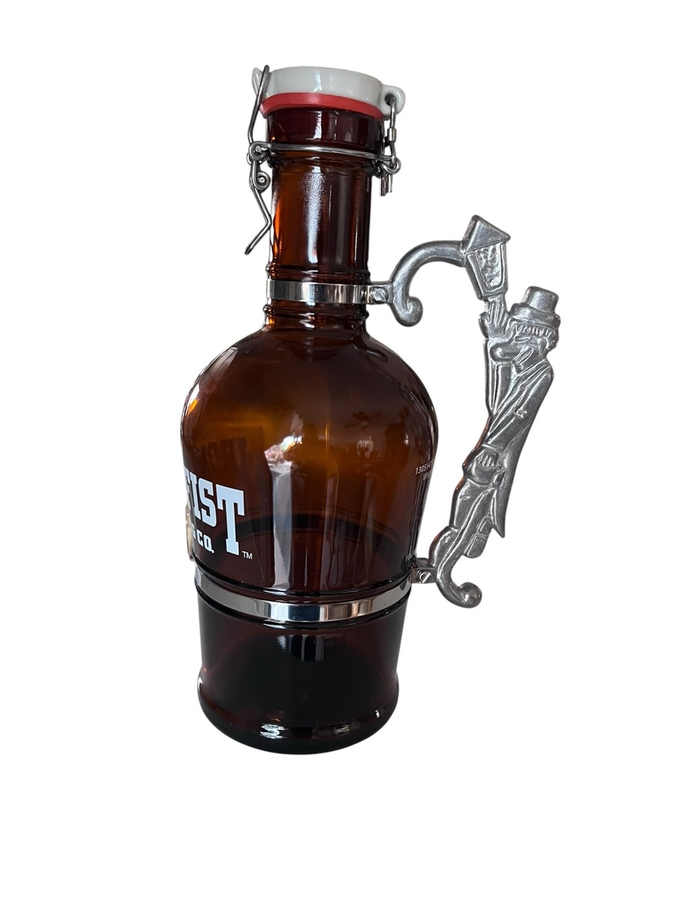 Vintage Amber Glass Growler with Decorative German Beer Growler 2 Liter